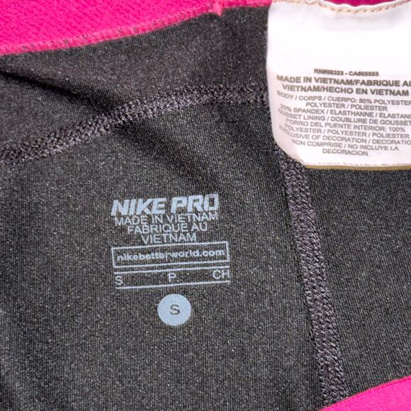 Nike Pro Dri-Fit Capri Leggings Women Small Black Pink Elastic Waistband Stretch - Picture 3 of 7